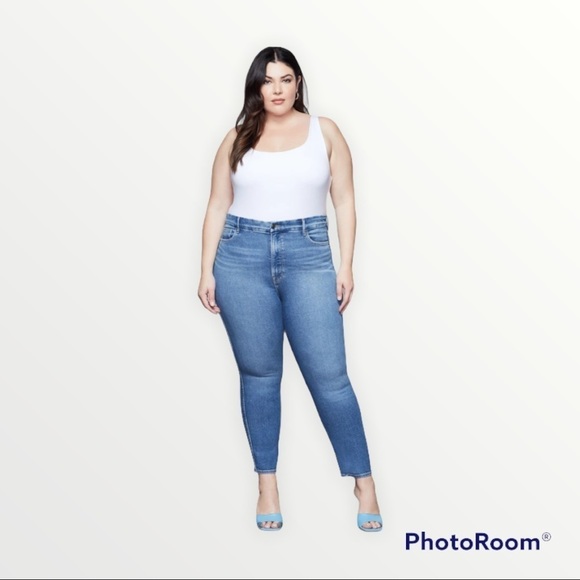 NWT GOOD AMERICAN x REVOLVE Good Curve Skinny Crop Medium Wash Jeans, Size 24 - Picture 1 of 15